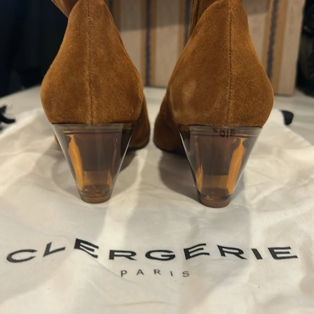 Robert Clergerie Suede Ankle Booties in Cognac Brown